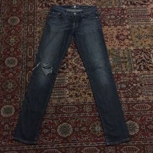 7 For All Mankind Roxanne sz 25 Skinny Ripped Knee